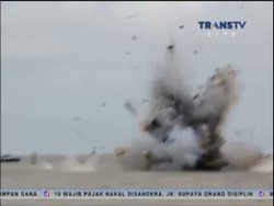 Detik-detik Peledakan Kapal Asing Pencuri Ikan di Perairan Sumatera Utara