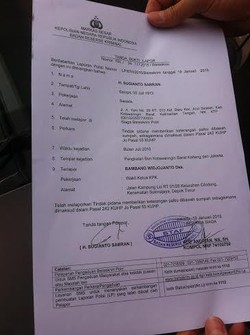 Ini Bukti Laporan Sugianto Sabran Terhadap BW ke Bareskrim Polri