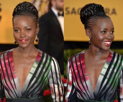 Perdana, Lupita Nyongo Hadir di Karpet Merah dengan Rambut Disanggul