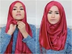 Tutorial Jilbab dengan Material Satin yang Mudah Dicoba Saat Baru Berhijab