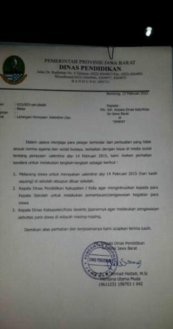 Ternyata Tak hanya Bandung, Siswa di Jabar Dilarang Rayakan Valentine Day