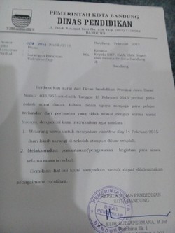 Ini Surat Disdik Kota Bandung Soal Larangan Siswa Rayakan Valentine Day