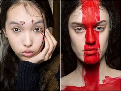 Riasan Unik dari Fashion Week, Wajah Penuh Tinta dan Lipstik Berantakan