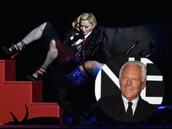 Desainer Armani Tak Mau Disalahkan Atas Insiden Madonna Jatuh di Brit Awards