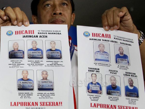 Ini Dia Foto 10 Tahanan BNN yang Kabur