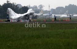 Ditutupi Kain Putih, Ini Wujud F-16 Setelah Terbakar