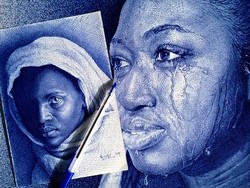 Uniknya Melukis dengan Pulpen Biru