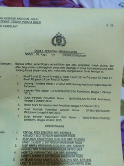 Ini Surat Perintah Penangkapan Novel Baswedan dari Bareskrim Polri