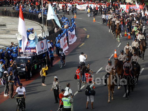 Pengamanan Perayaan May Day di Bundaran HI