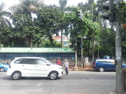 Bahaya! Garis Zebra Cross di Depan Halte Universitas Pancasila Hilang