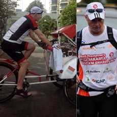 Bule Penarik Becak Ternyata Scott Thompson, Sang Pelari Amal Dunia