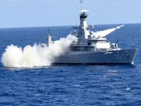 KRI Bung Tomo Luncurkan Rudal Exocet di Laut Jawa