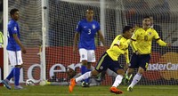 Misi itu sukses dilakukan setelah Jeison Murillo mencetak satu-satunya gol kemenangan Kolombia di babak pertama. REUTERS/Ivan Alvarado.