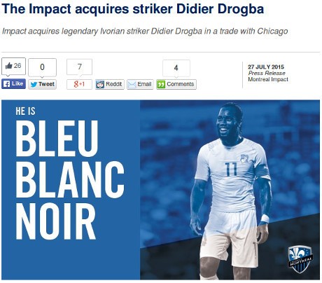 Drogba Ramaikan MLS dengan Gabung Montreal Impact