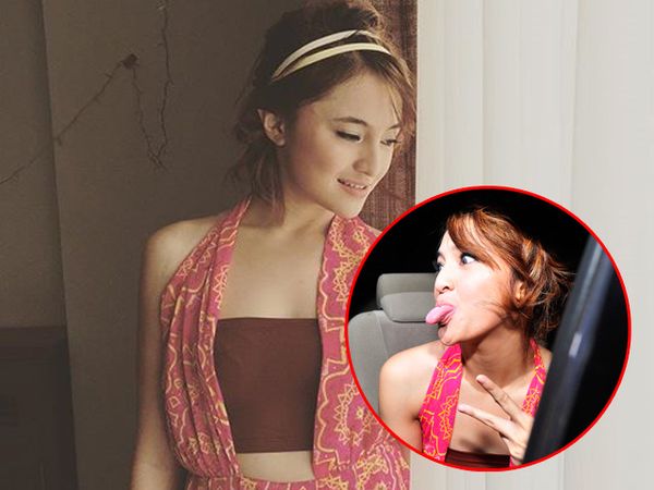 Tampil Seksi, Marshanda Julurkan Lidah