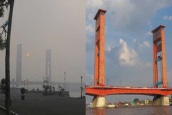 Begini Jembatan Ampera Sebelum & Sesudah Asap, Miris!