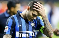Mauro Icardi tampak kecewa dengan hasil kekalahan tersebut. Stefano Rellandini/Reuters/detikFoto.