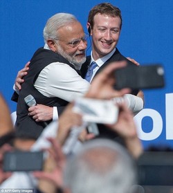 Perdana Menteri India Peluk Erat Mark Zuckerberg