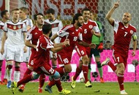 Jaba Kankava merayakan gol yang dicetaknya di menit ke-53. Fabrizio Bensch/Reuters/detikFoto.