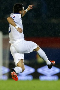 Joao Moutinho merayakan gol yang dibuatnya di menit ke-78. Marko Djurica/Reuters/detikFoto.