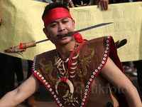Tari Dayak Ramaikan Aksi Setahun Jokowi-JK