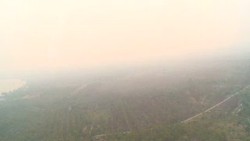 Begini Penampakan Udara Sungai Barito yang Buram Akibat Asap