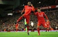 Christian Benteke merayakan gol yang dibuatnya di menit ke-77. Alex Morton/Reuters/detikFoto.