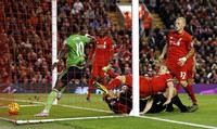 Sadio Mane membobol gawang Liverpool di menit ke-86. Phil Noble/Reuters/detikFoto.
