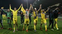 Hasil imbang itu sudah cukup untuk meloloskan Ukraina ke putaran final. Tim besutan Mykhaylo Fomenko itu lolos dengan skor agregat 3-1 setelah pada pertemuan pertama mengalahkan Slovenia 2-0. Reuters/Srdjan Zivulovic.