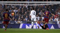 Luis Suarez membobol gawang Real Madrid. Juan Medina/Reuters/detikFoto.