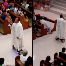 Aksi Pastur dengan Hoverboard Tuai Pujian dan Kritikan