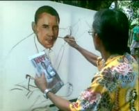 Melukis Obama di Pasar Seni