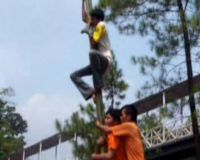 Lomba Panjat Pinang Khusus Tunanetra 