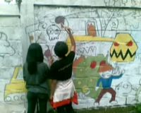 Melukis Mural di Jalan Tamansari  