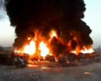 12 Truk Tanker NATO Terbakar  