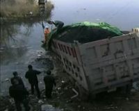 Truk Masuk Sungai di China