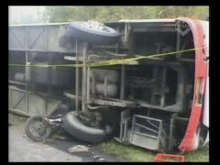 Bus Bawa Turis Asing Terguling