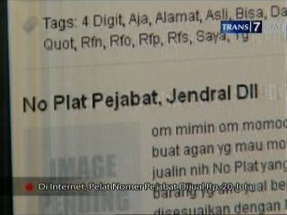 Jual Beli Pelat Nomor Pejabat