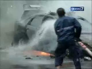 Kendaraan Patroli Ludes Terbakar