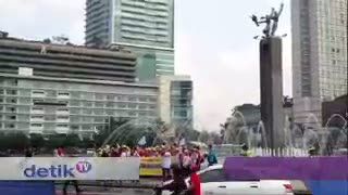 Buruh Mulai Berkumpul di Bundaran HI, Lalin Dialihkan