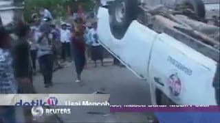 Usai Mencoblos, Massa Bakar Mobil Polisi