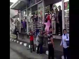 Bus TransJ Bau Asap, Penumpang Turun ke Jalan