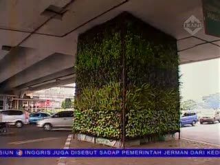 Taman Vertikal Dibanguan di Tembok Jalan Layang