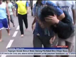 Kepergok Mencuri Motor, Seorang Pria Babak Belur Dihajar Massa