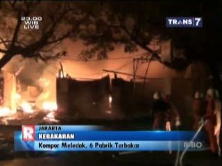 Kompor Meledak, 6 pabrik Terbakar
