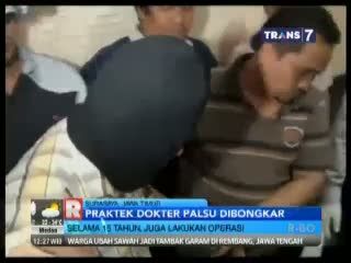 15 Tahun Beroperasi, Praktik Dokter Palsu Dibongkar