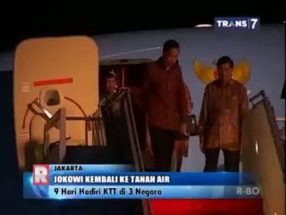 Presiden Jokowi Kembali ke Tanah Air