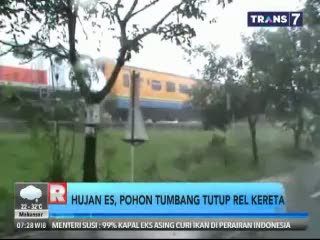 Hujan Es, Pohon Tumbang Tutup Rel Kereta Api