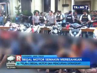 Puluhan Pelaku Begal Motor Ditangkap di Surabaya