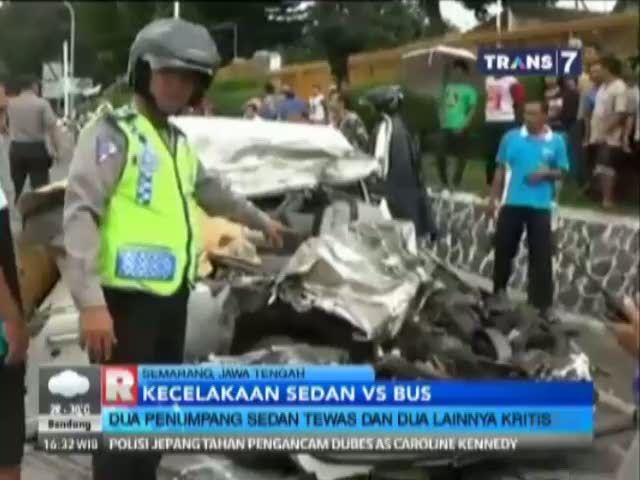 Kecelakaan Sedan vs Bus, Dua Tewas dan Dua Lainnya Kritis